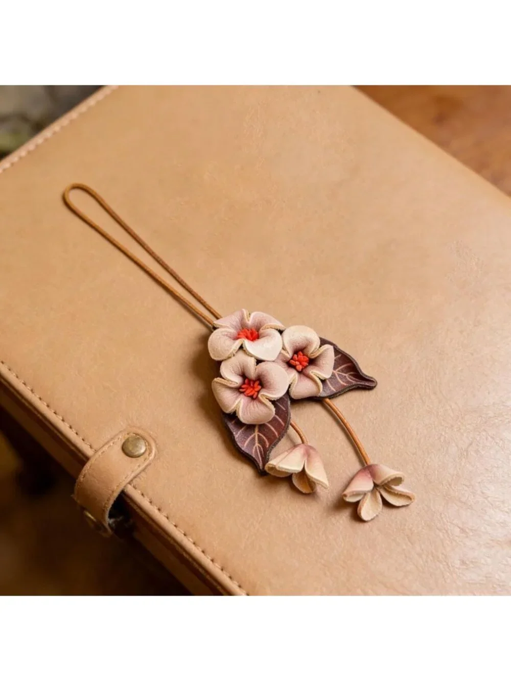 Boho Genuine Leather Flower Keychain | Cute Handbag & Purse Charms for Women